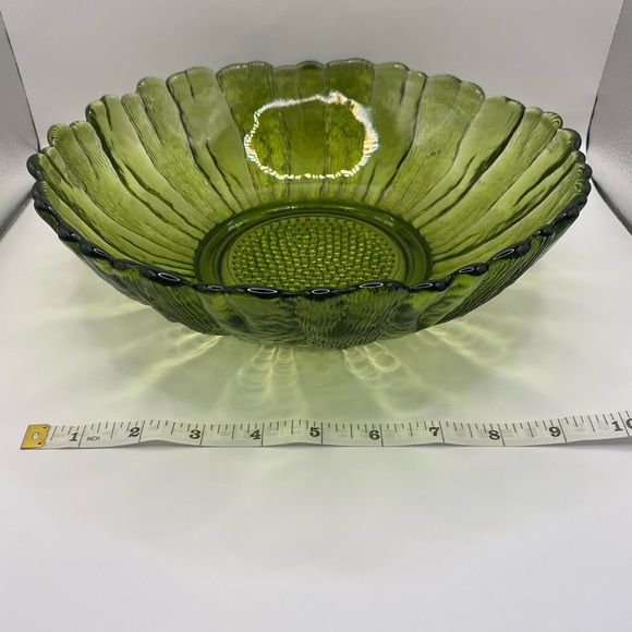 Anchor Hocking green & gold sunflower pressed glass set. Vintage 1960’s. - Picture 5 of 12